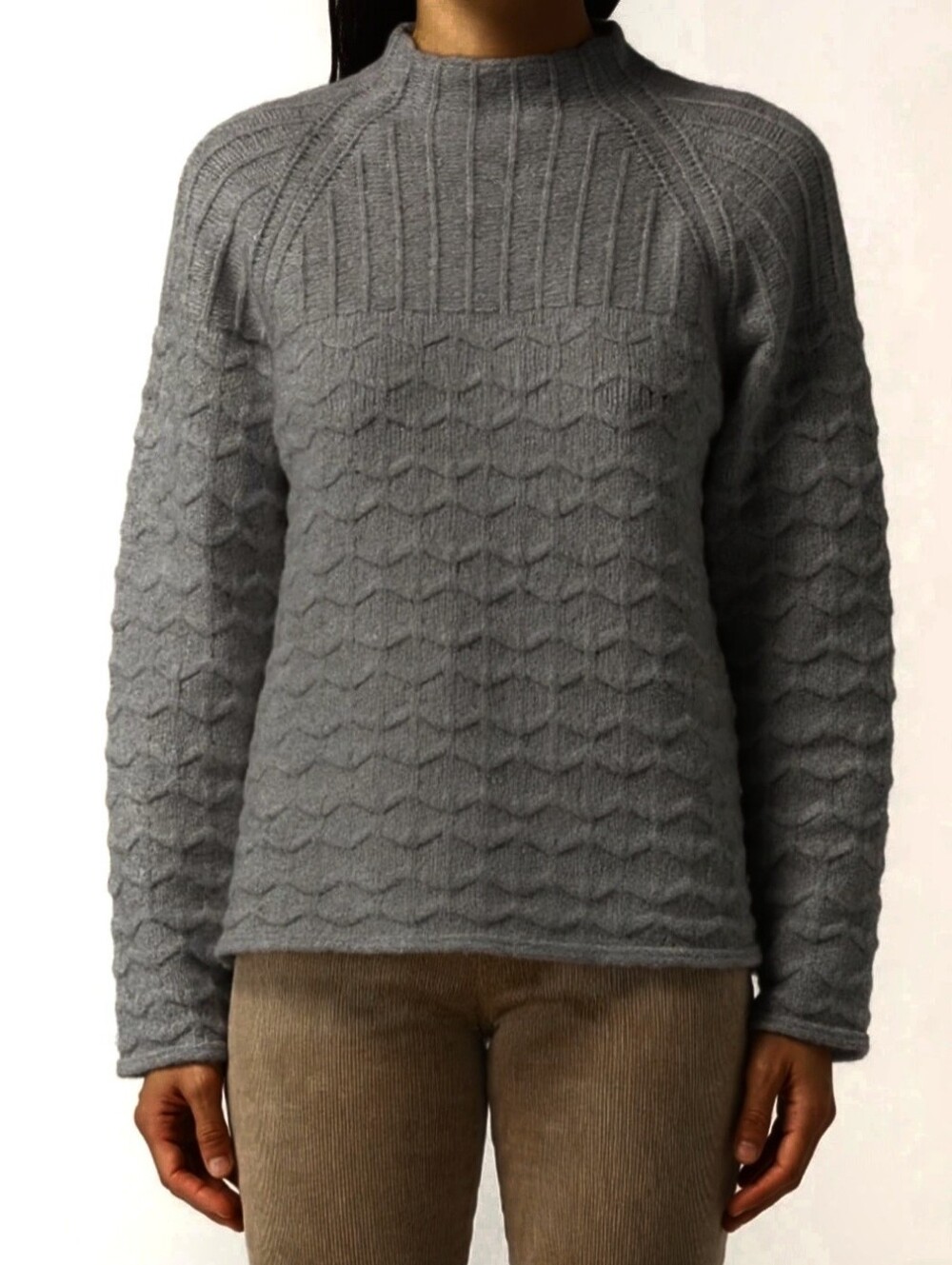 Emporio Armani Womens Grey Virgin Wool  Textured Sweater Size 38 NWT $495 Luxury